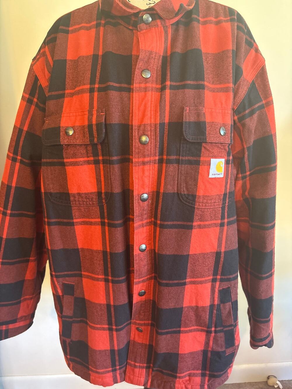 Red and Black Checkered Carhartt Jacket 2XL Relaxed Fit